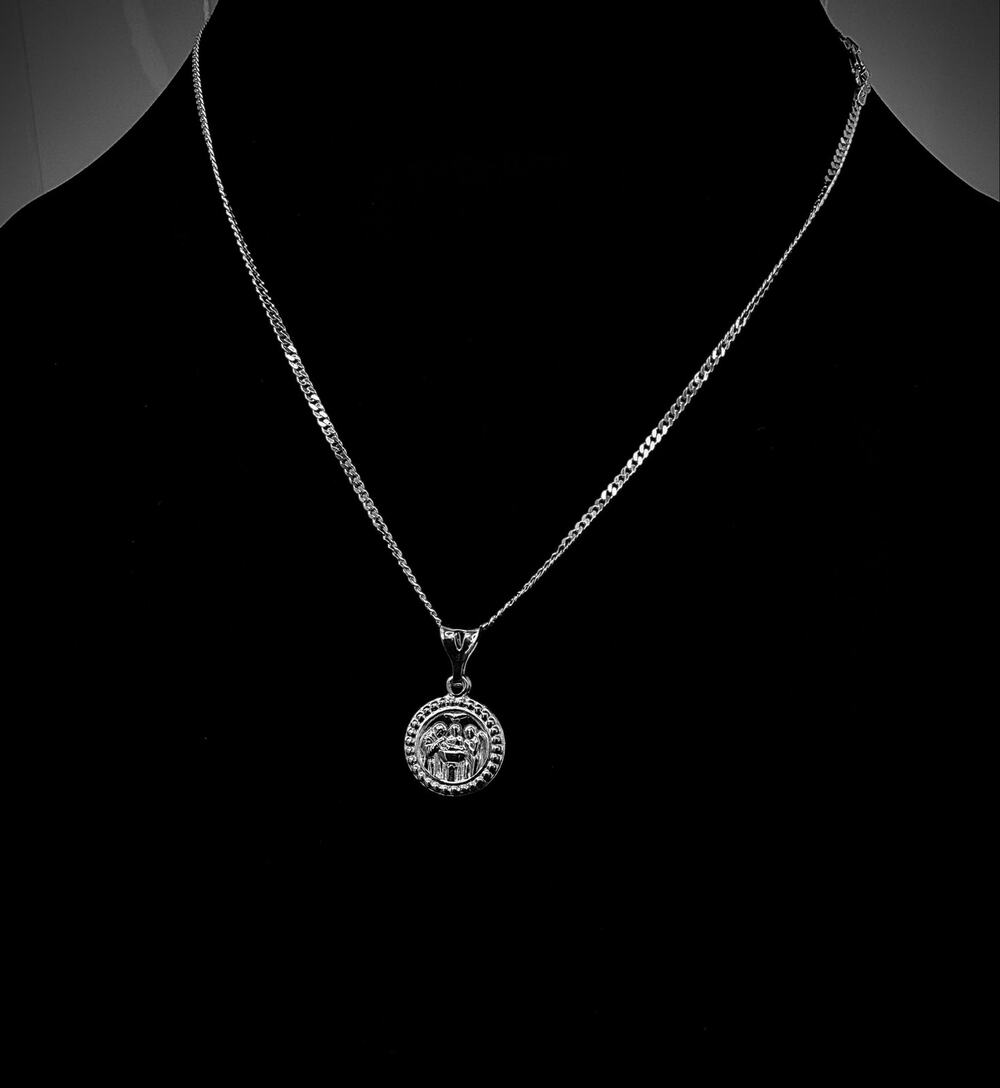 Religious Saint Medallion Curb Chain Necklace
